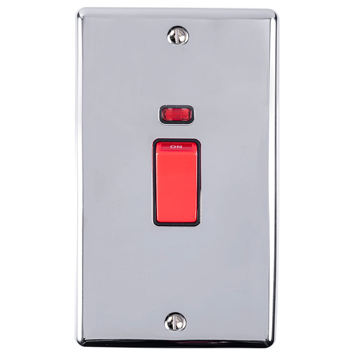 Enhance Decorative 45Amp Switch With Neon Indicator - Polished Chrome