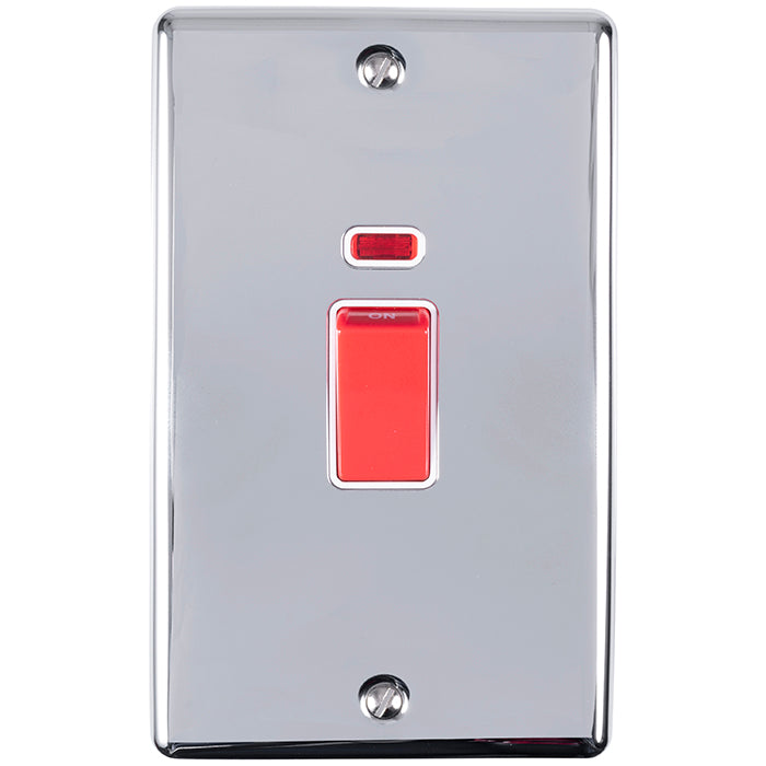 Enhance Decorative 45Amp Switch With Neon Indicator - Polished Chrome