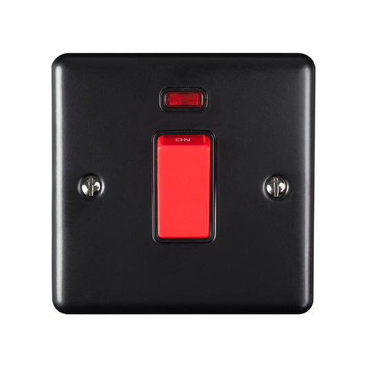 Enhance Decorative 45Amp Switch With Neon Indicator - Matt Black