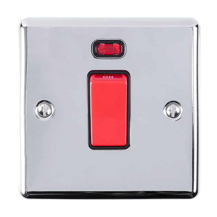 Enhance Decorative 45Amp Switch With Neon Indicator - Polished Chrome