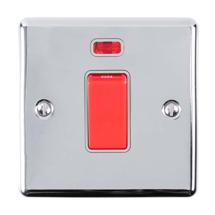 Enhance Decorative 45Amp Switch With Neon Indicator - Polished Chrome