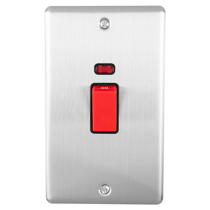 Enhance Decorative 45Amp Switch With Neon Indicator - Satin Stainless