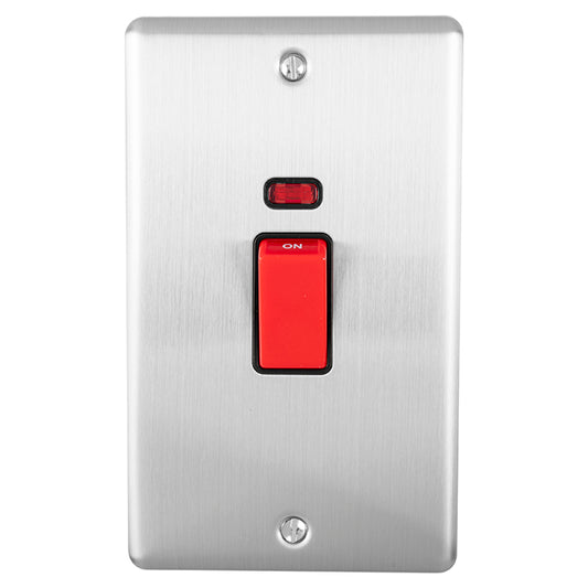 Enhance Decorative 45Amp Switch With Neon Indicator - Satin Stainless