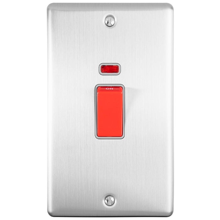 Enhance Decorative 45Amp Switch With Neon Indicator - Satin Stainless