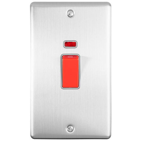 Enhance Decorative 45Amp Switch With Neon Indicator - Satin Stainless