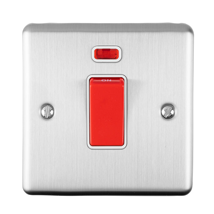 Enhance Decorative 45Amp Switch With Neon Indicator - Satin Stainless