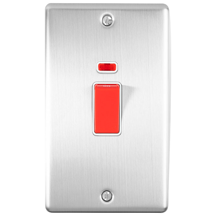 Enhance Decorative 45Amp Switch With Neon Indicator - Satin Stainless