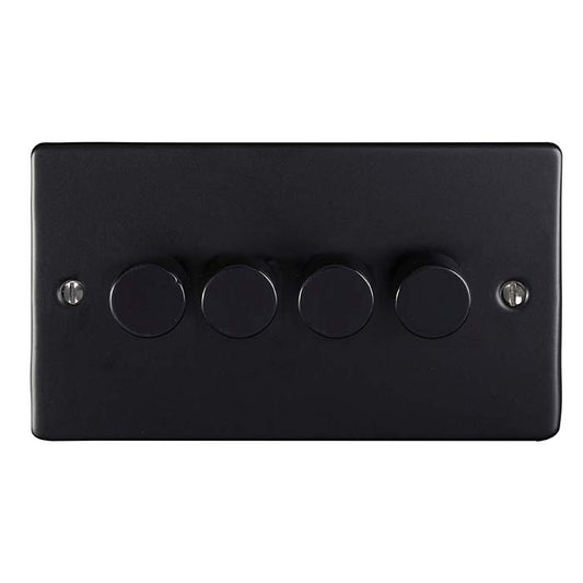 Enhance Decorative 4 Gang Dimmer - Matt Black