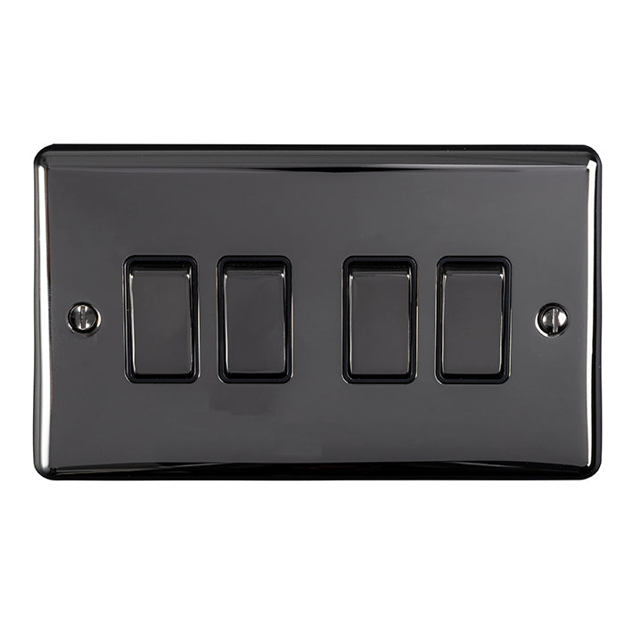 Enhance Decorative 4 Gang Switch - Black Nickel