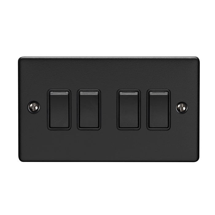 Enhance Decorative 4 Gang Switch - Matt Black