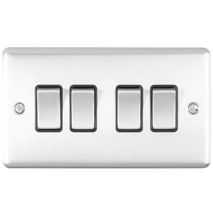 Enhance Decorative 4 Gang Switch - Satin Stainless