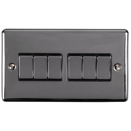 Enhance Decorative 6 Gang Switch - Black Nickel