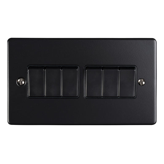 Enhance Decorative 6 Gang Switch - Matt Black