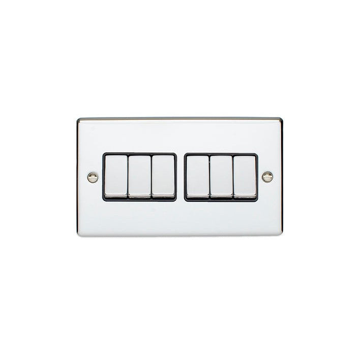 Enhance Decorative 6 Gang Switch - Polished Chrome