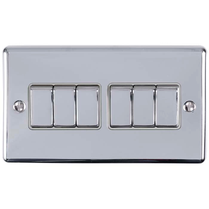 Enhance Decorative 6 Gang Switch - Polished Chrome