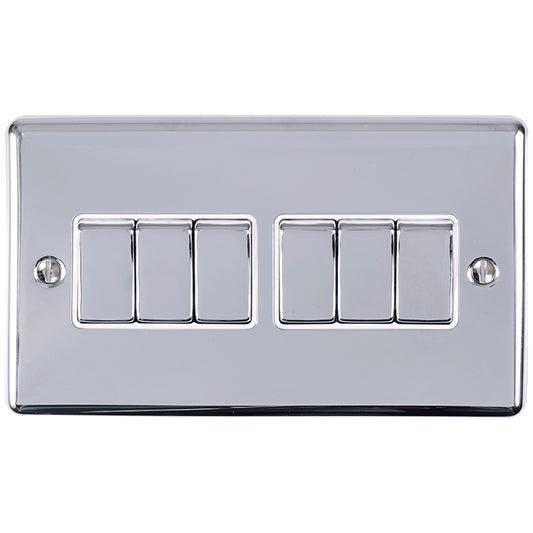 Enhance Decorative 6 Gang Switch - Polished Chrome