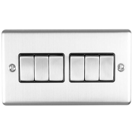 Enhance Decorative 6 Gang Switch - Satin Stainless