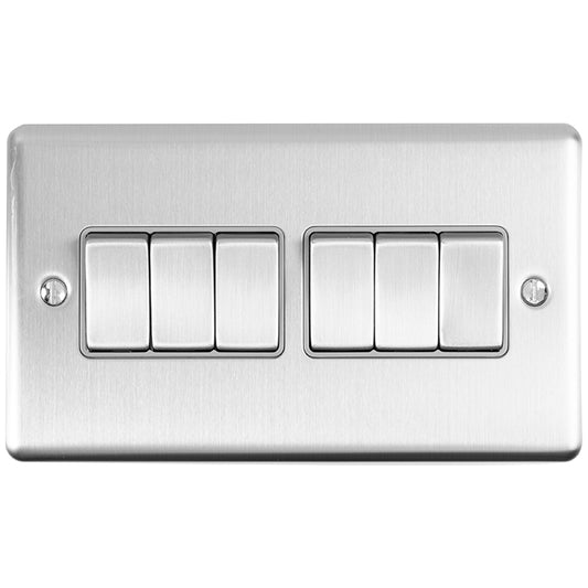 Enhance Decorative 6 Gang Switch - Satin Stainless