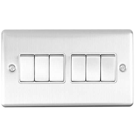 Enhance Decorative 6 Gang Switch - Satin Stainless