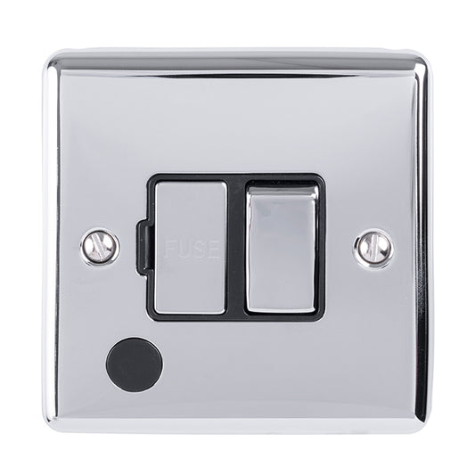 Enhance Decorative Switched Fuse Spur With Flex Outlet - Polished Chrome