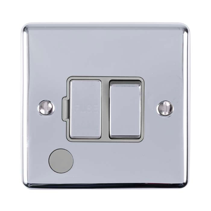 Enhance Decorative Switched Fuse Spur With Flex Outlet - Polished Chrome