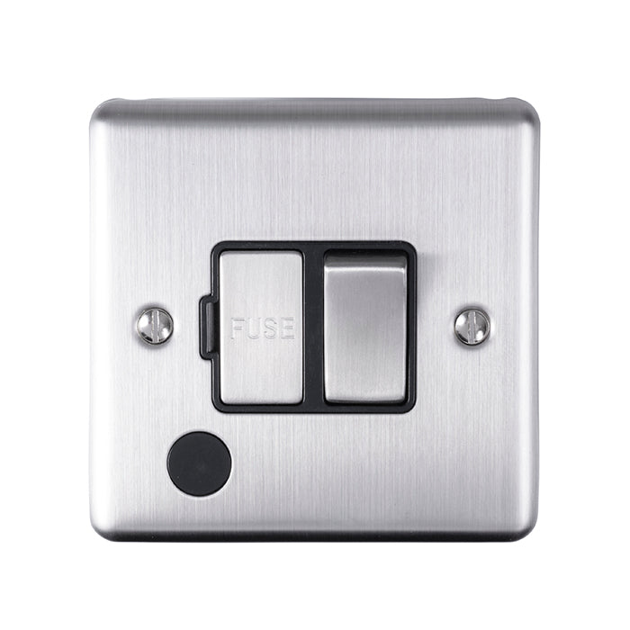 Enhance Decorative Switched Fuse Spur With Flex Outlet - Satin Stainless