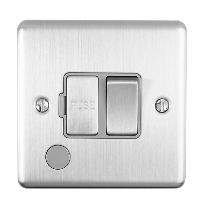 Enhance Decorative Switched Fuse Spur With Flex Outlet - Satin Stainless