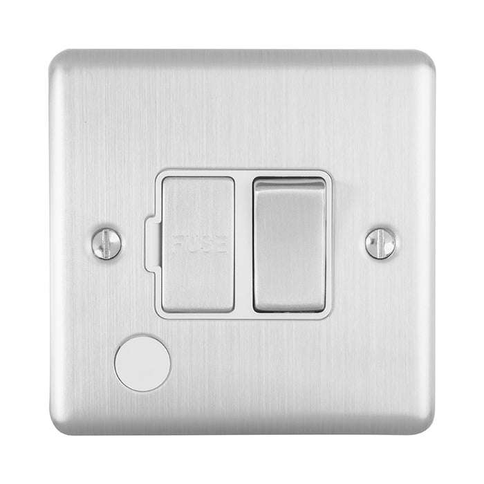 Enhance Decorative Switched Fuse Spur With Flex Outlet - Satin Stainless