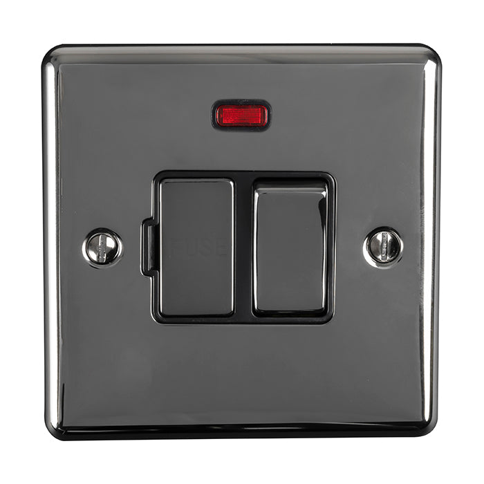 Enhance Decorative Switched Fuse Spur With Neon Indicator - Black Nickel