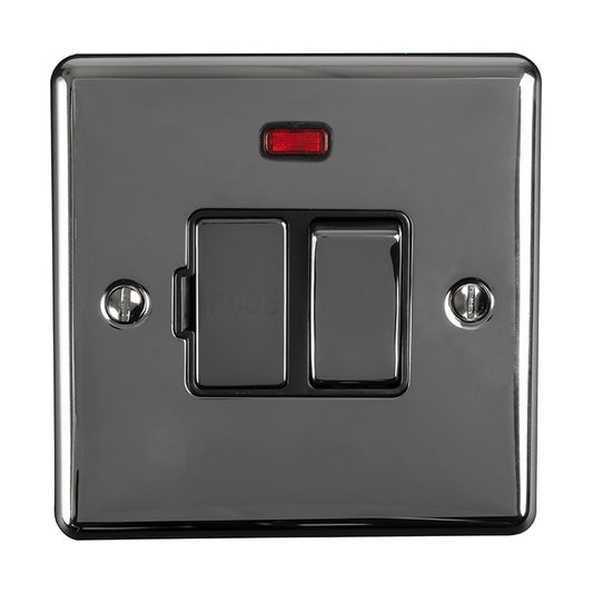 Enhance Decorative Switched Fuse Spur With Neon Indicator - Black Nickel