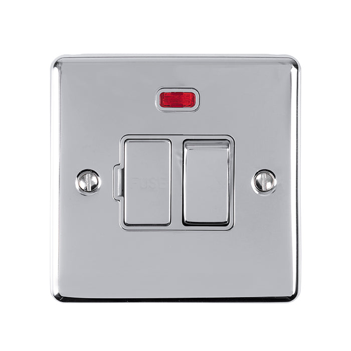 Enhance Decorative Switched Fuse Spur With Neon Indicator - Polished Chrome