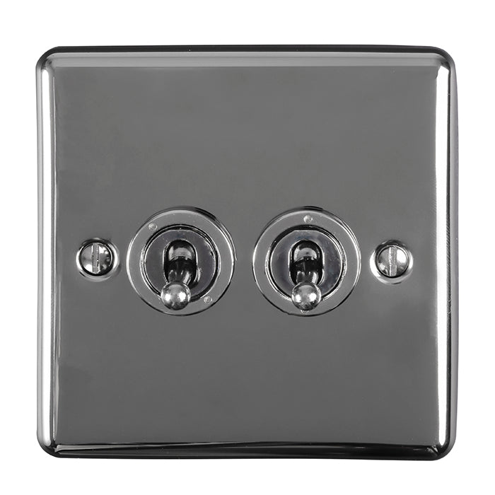 Enhance Decorative 2 Gang Toggle Switch - Black Nickel