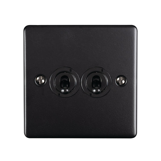 Enhance Decorative 2 Gang Toggle Switch - Matt Black