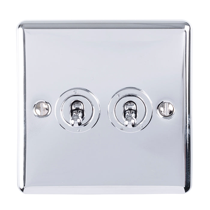 Enhance Decorative 2 Gang Toggle Switch - Polished Chrome