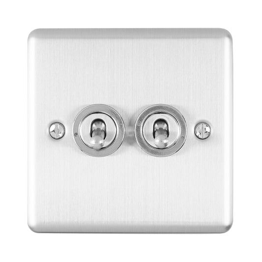 Enhance Decorative 2 Gang Toggle Switch - Satin Stainless