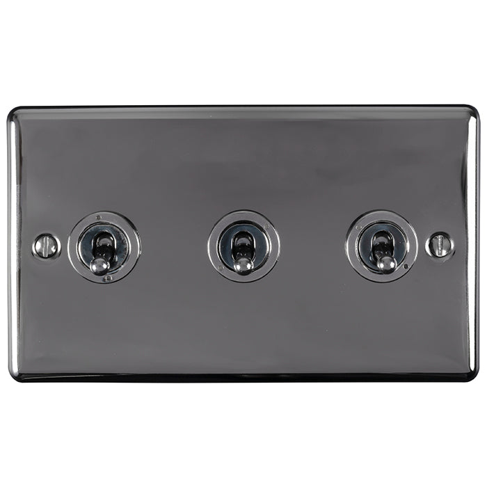 Enhance Decorative 3 Gang Toggle Switch - Black Nickel