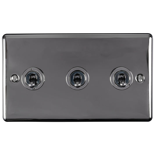 Enhance Decorative 3 Gang Toggle Switch - Black Nickel