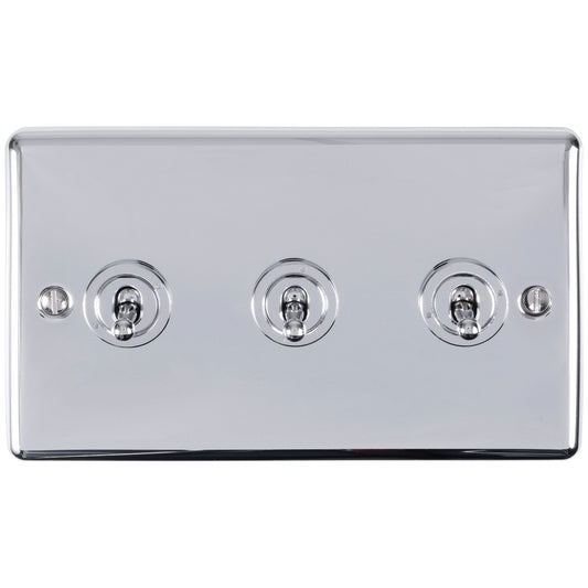 Enhance Decorative 3 Gang Toggle Switch - Polished Chrome