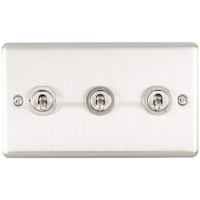 Enhance Decorative 3 Gang Toggle Switch - Satin Stainless