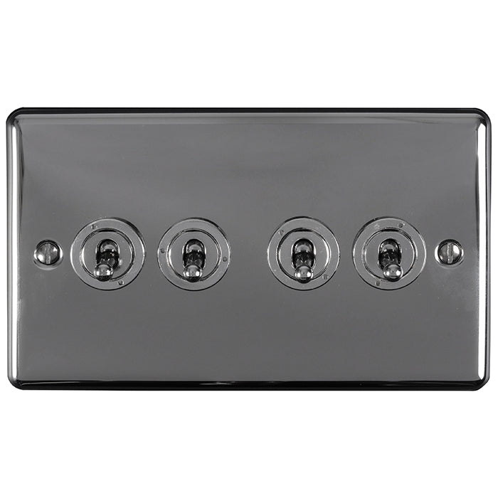 Enhance Decorative 4 Gang Toggle Switch - Black Nickel