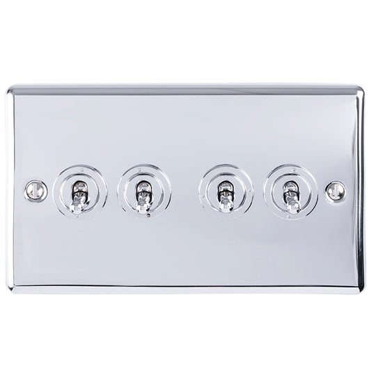 Enhance Decorative 4 Gang Toggle Switch - Polished Chrome