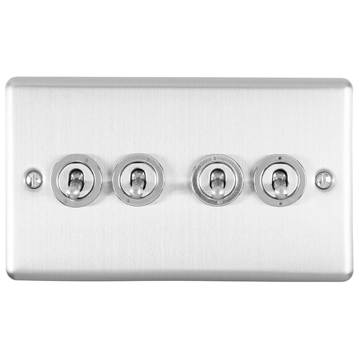 Enhance Decorative 4 Gang Toggle Switch - Satin Stainless