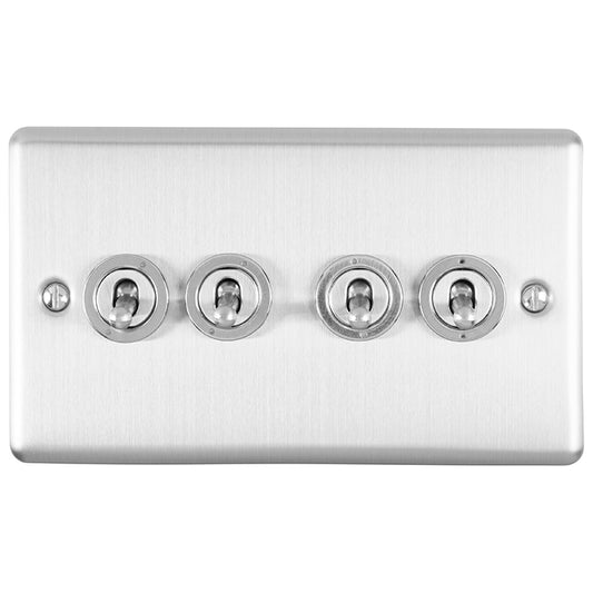 Enhance Decorative 4 Gang Toggle Switch - Satin Stainless