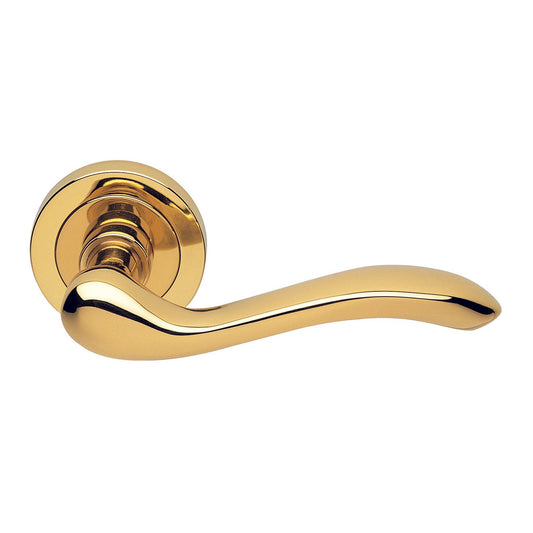 Apollo Lever on Round Rose in Polished Brass
