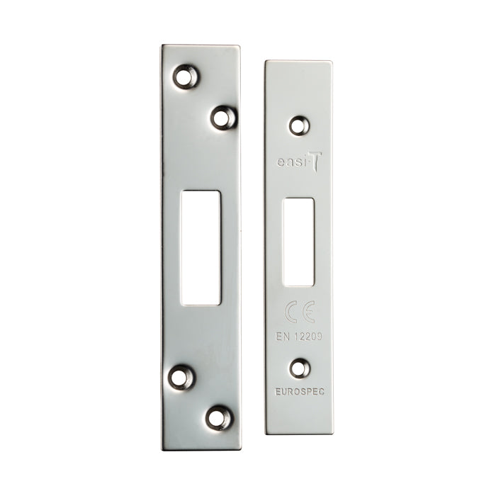 Easi T Forend Strikes & Fixing Pack Deadlocks-Bright Stainless Steel-Square Forend