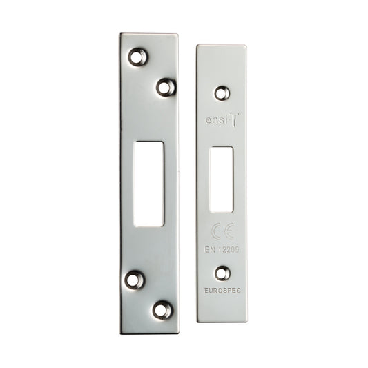 Easi T Forend Strikes & Fixing Pack Deadlocks-Bright Stainless Steel-Square Forend