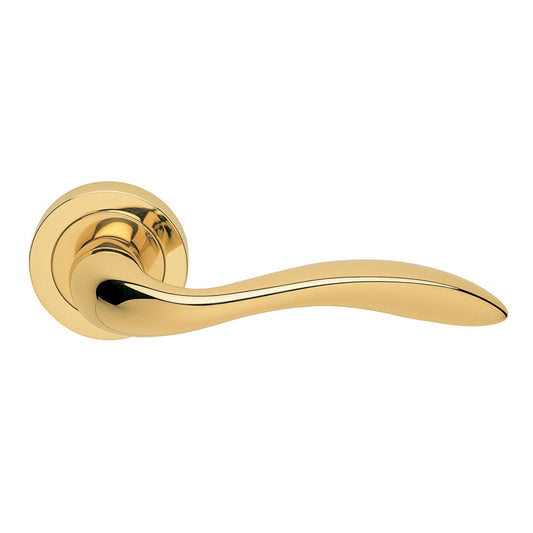 Giava Lever on Round Rose in Polished Brass