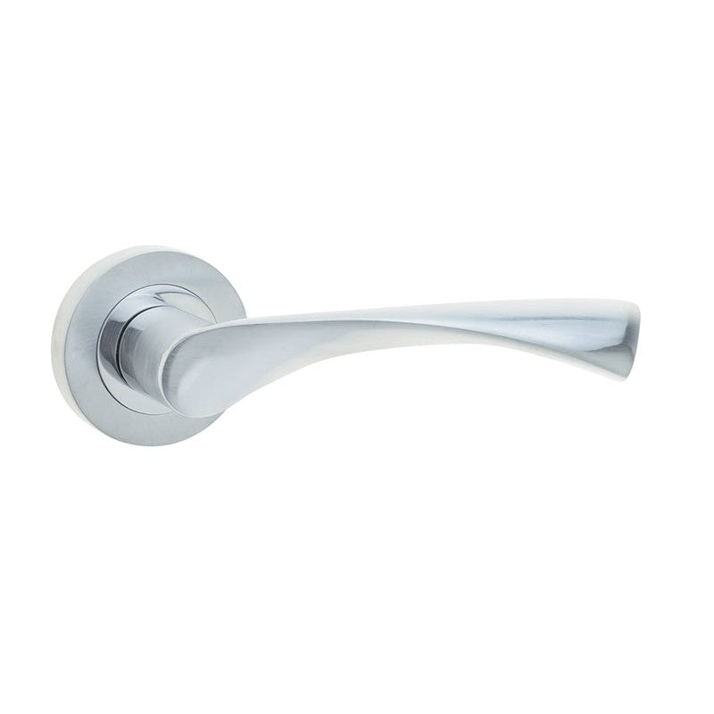 Twirl Door Handle on Rose Polished Chrome/Satin Chrome