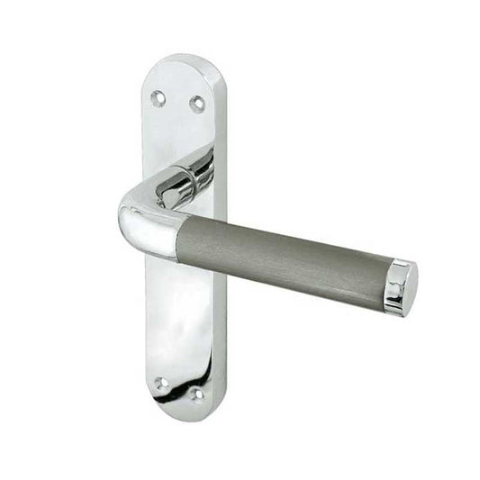 Twin Suite Door Handle on Latchplate Polished Chrome/Satin Chrome