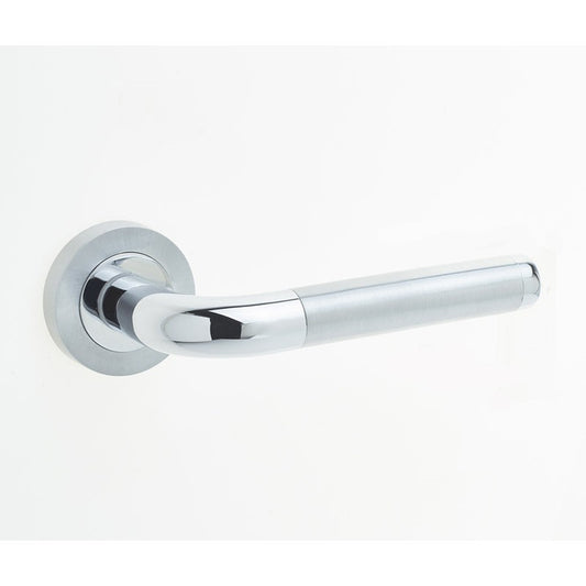 Twin Door Handle on Rose Polished Chrome/Satin Chrome